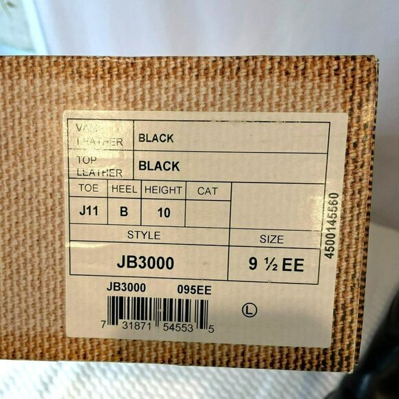 Justin JB3000 Men's Black Leather Boots Size 9.5 EE - Picture 14 of 16